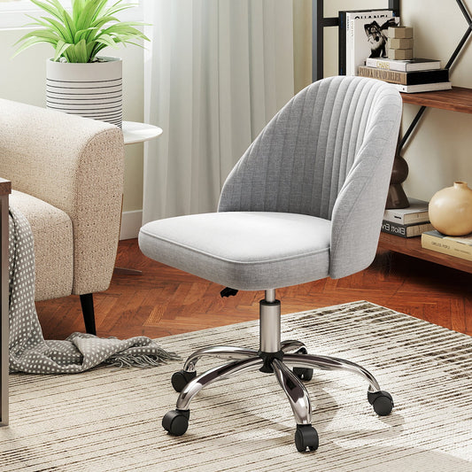 Modern Armless Office Chair with Curved Backrest and Upholstered Seat-Grey