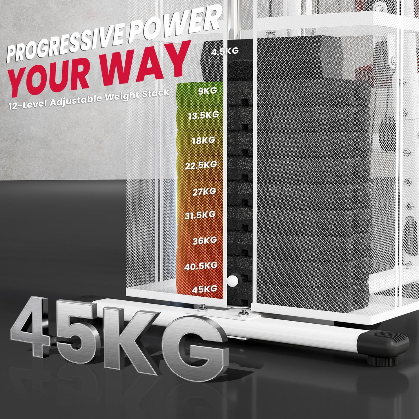 HOMCOM Multifunction Home Gym Weight Training Workout Station Fitness Strength Machine, White