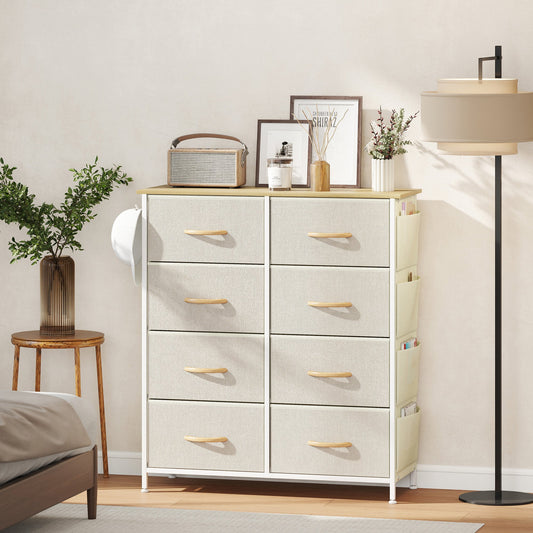 HOMCOM Chest of Eight Fabric Drawers - Beige