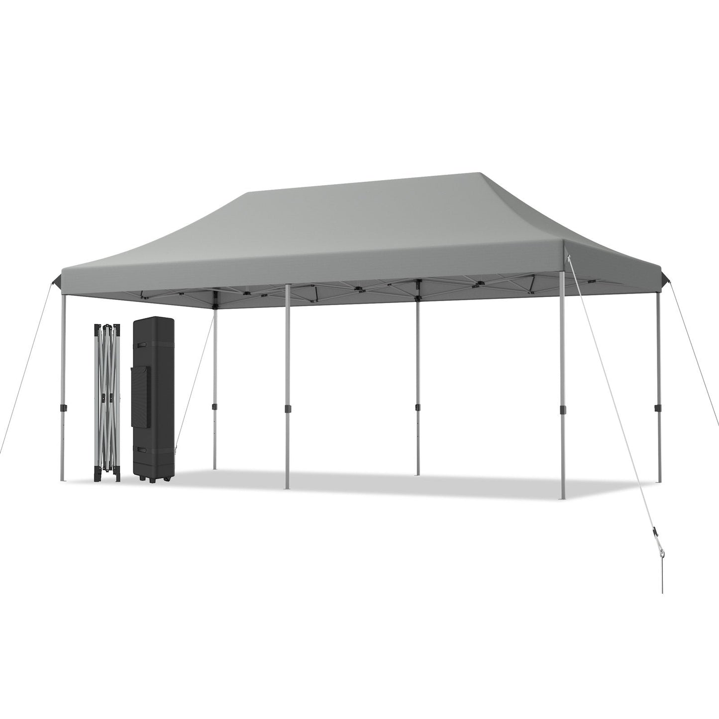 6 x 3m Pop Up Gazebo with 3 Height Positions and Wheeled Storage Bag-Grey