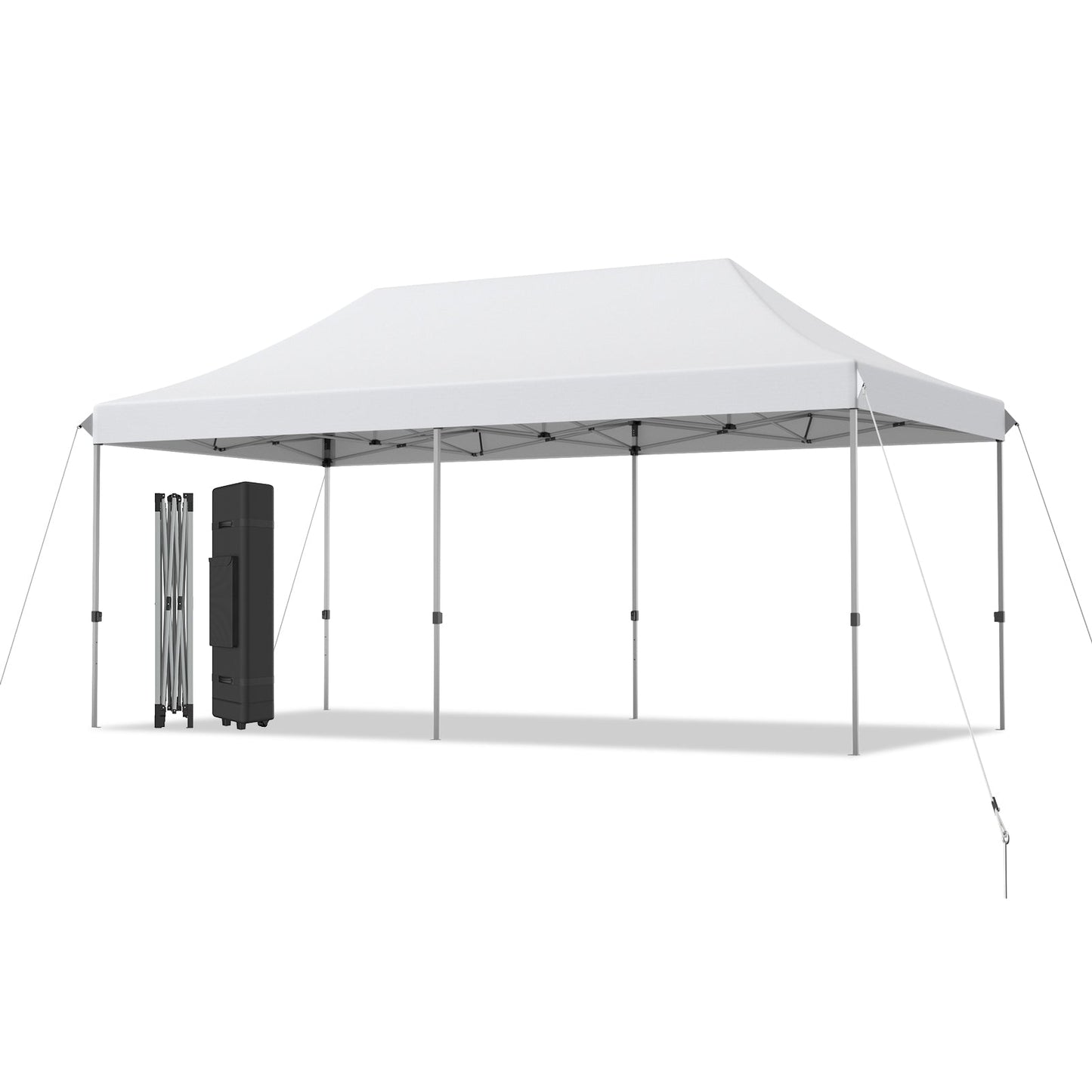 6 x 3m Pop Up Gazebo with 3 Height Positions and Wheeled Storage Bag-White