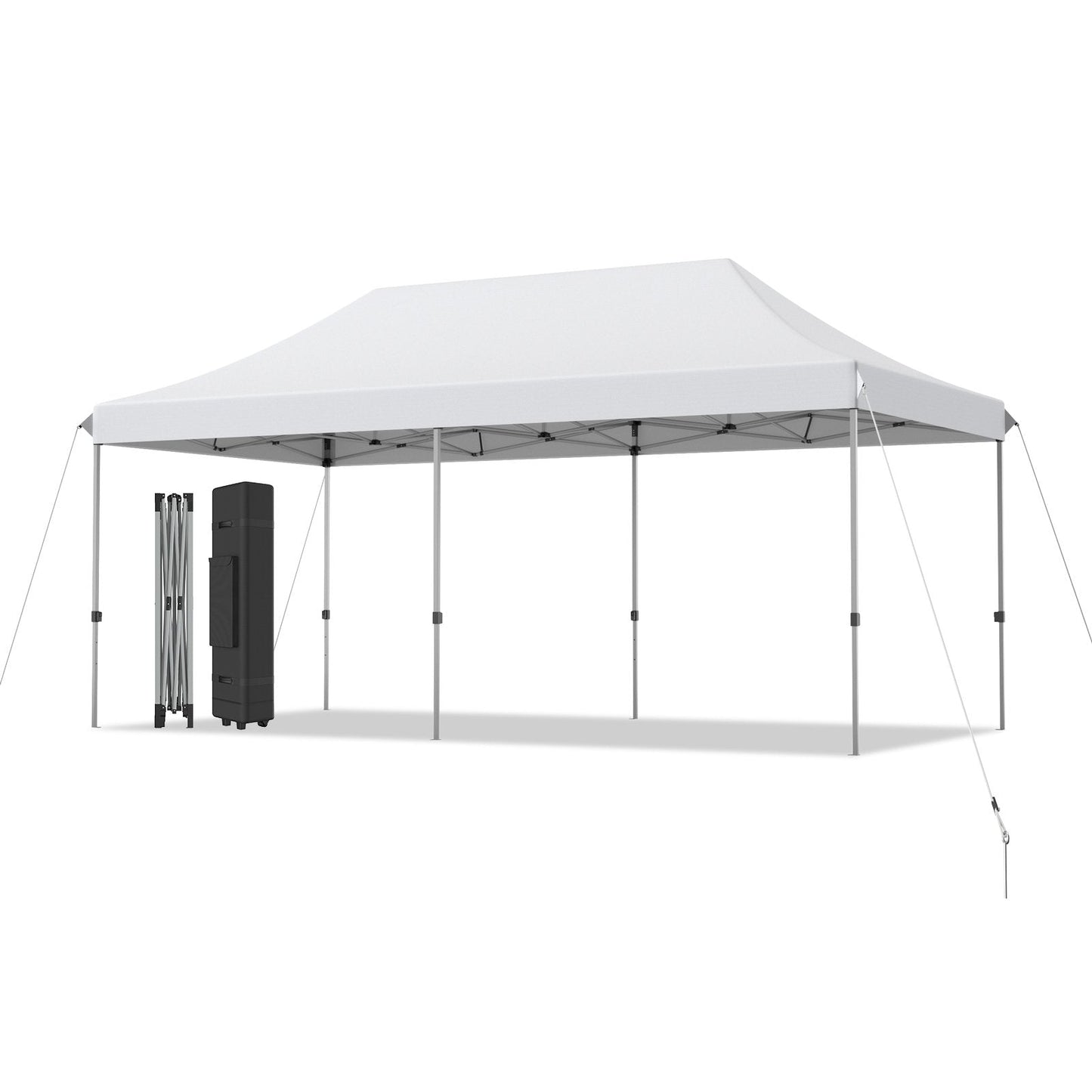 6 x 3m Pop Up Gazebo with 3 Height Positions and Wheeled Storage Bag-White