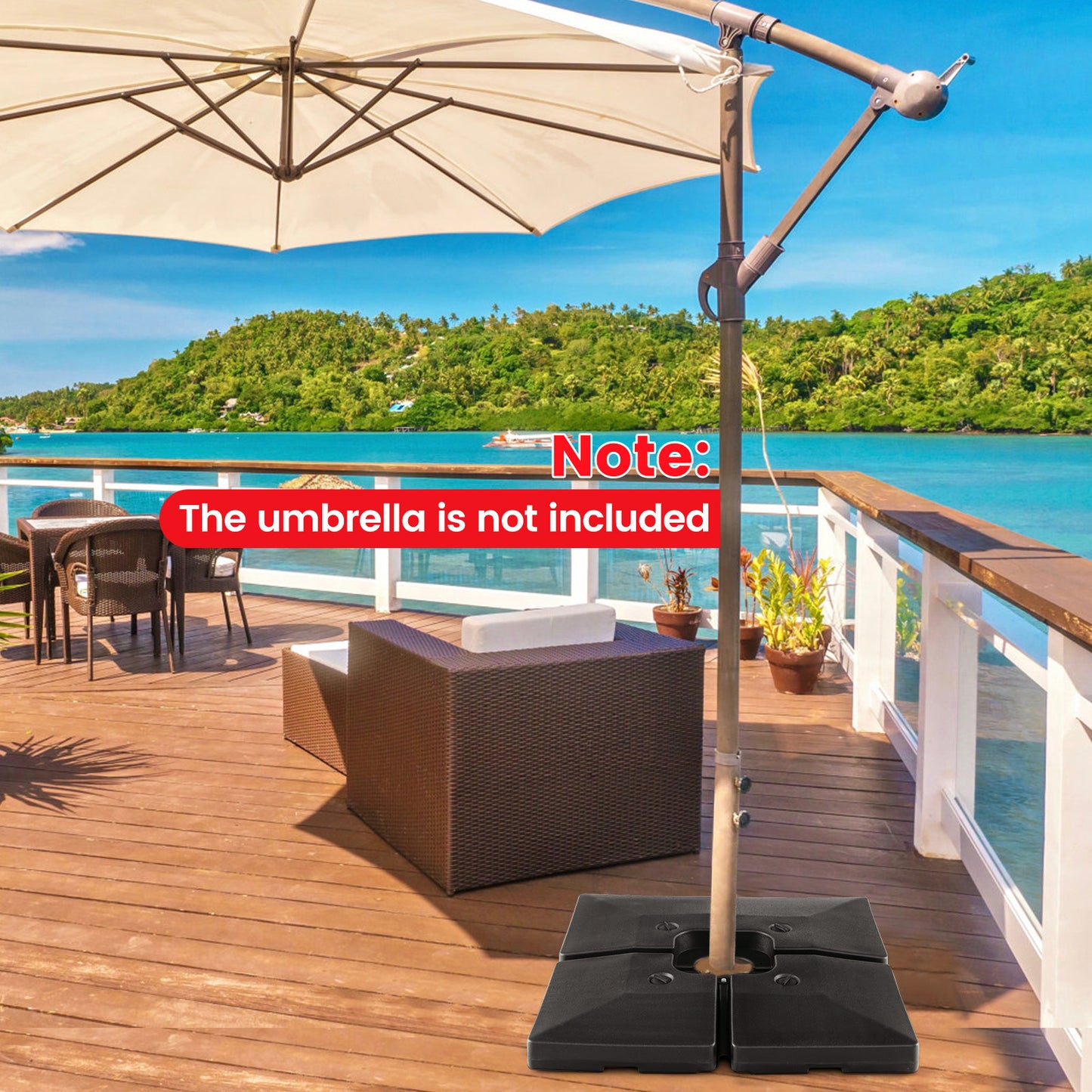 Fillable Round Umbrella Base Stand Heavy-Duty Patio Umbrella Holder