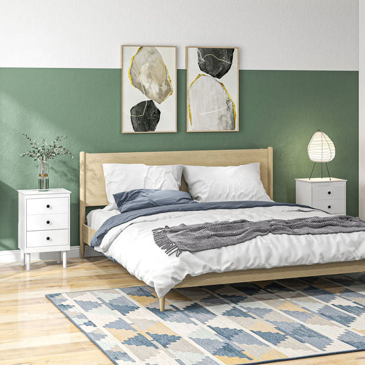 HOMCOM Set of Two Three-Drawer Bedside Tables - White