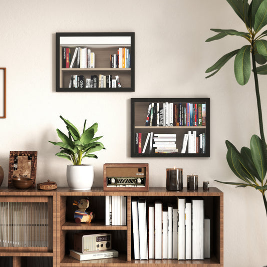 HOMCOM Wall Bathroom Mirror, 30 x 40 cm Wall-Mounted Mirror for Living Room, Bedroom, Hallway, Set of 2, Black