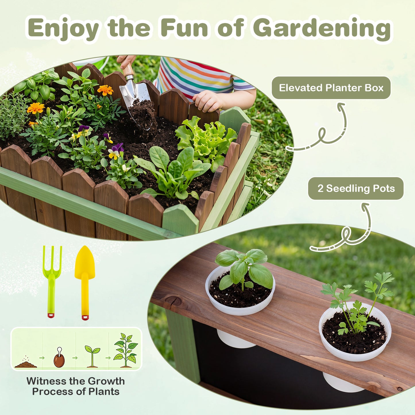Outdoor Mud Farm Playset for Kids with Raised Planter Box and Real-Work Faucet