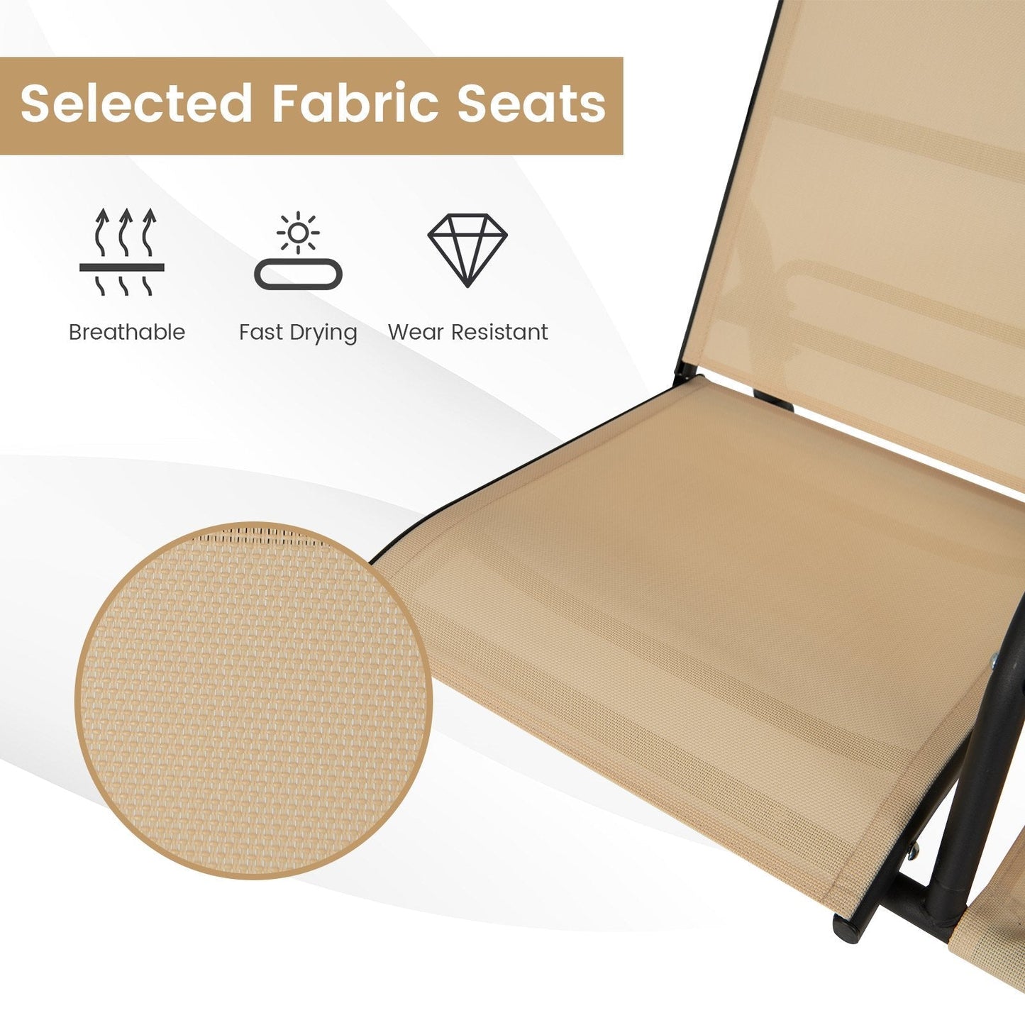 2 Person Outdoor Patio Swing with Adjustable Canopy for Garden Porch Backyard-Beige