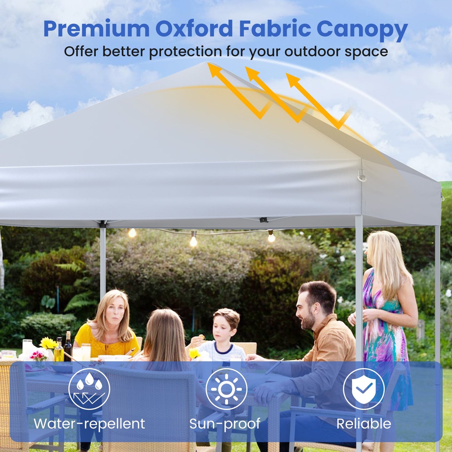 Outdoor Folding Pop-up Canopy with Adjustable Heights and Carrying Bag-White