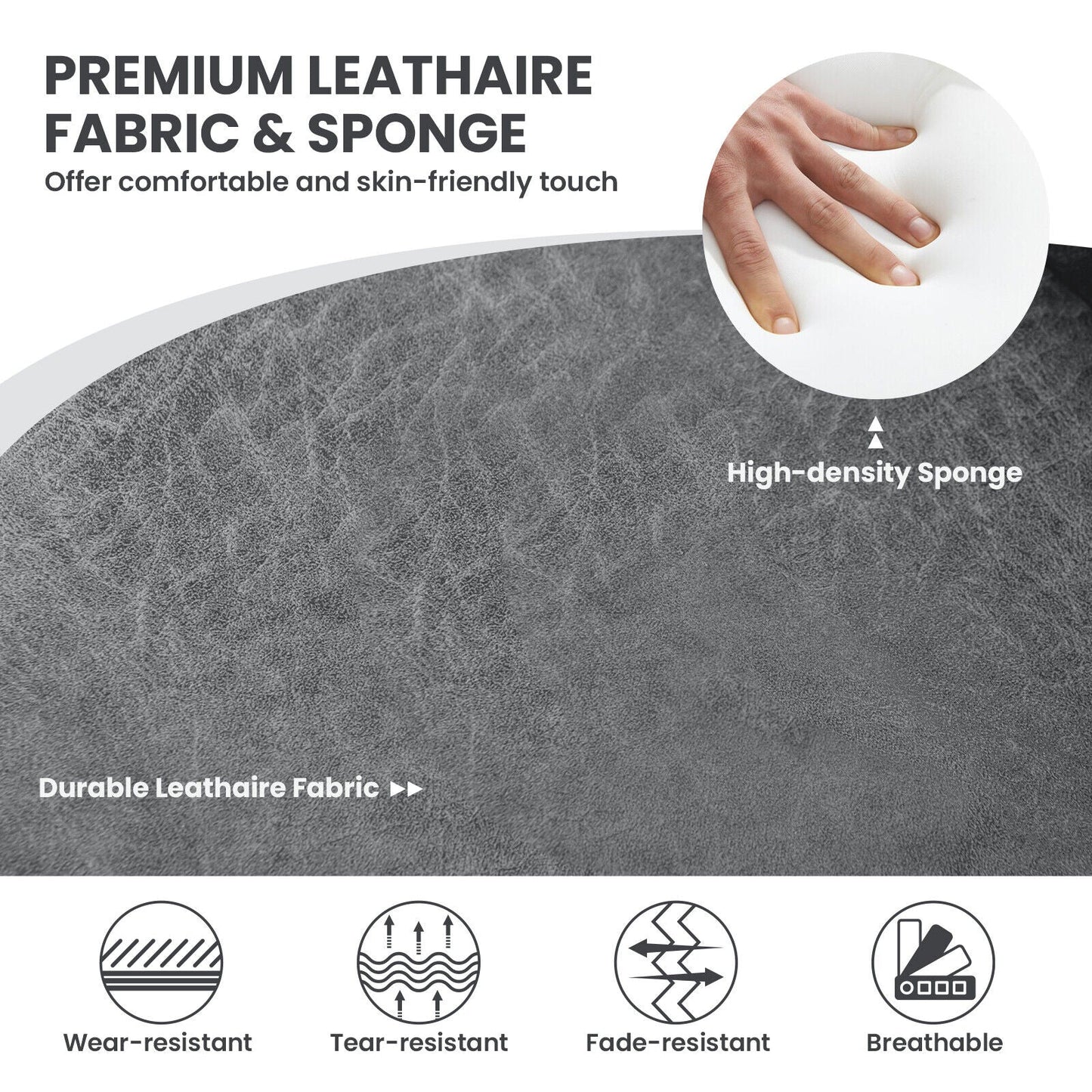 Ergonomic Armchairs with Linen Fabric Cover for Home Office-Grey