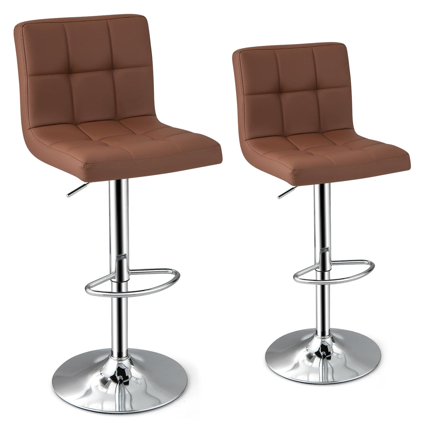 PU Leather Bar Chairs with Adjustable Height for Kitchen Island and Pub-Coffee