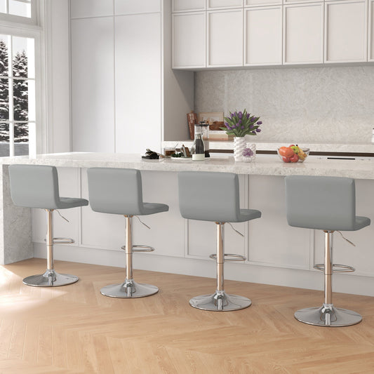 PU Leather Bar Chairs with Adjustable Height for Kitchen Island and Pub-Grey