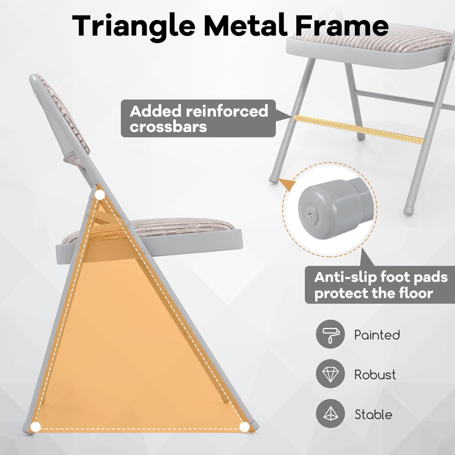 Padded Party Chairs with Metal Frame for Indoor Outdoor Use-Beige