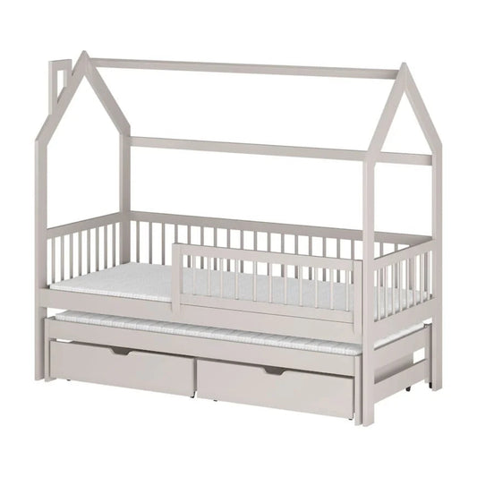 Wooden Single Bed Papi With Trundle