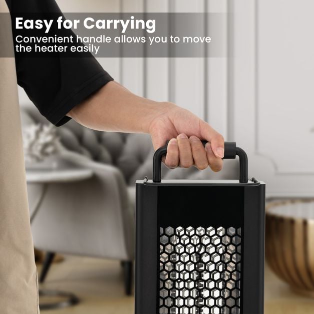 1200W Outdoor Portable Electric Heater with Double-Sided Heating-Black