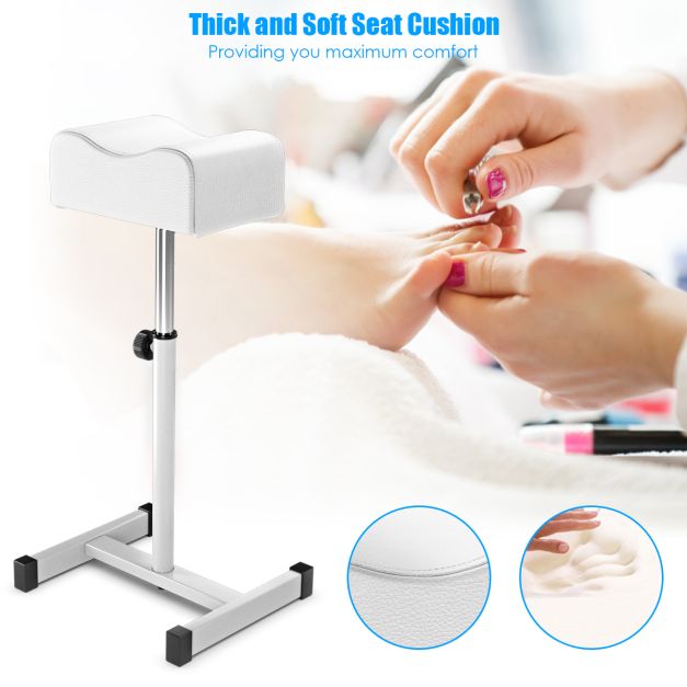 Adjustable Pedicure Manicure Technician Nail Footrest Salon Spa Equipment-White