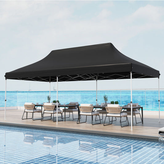 300 x 600 cm Pop-up Canopy Tent with Carrying Bag-Black