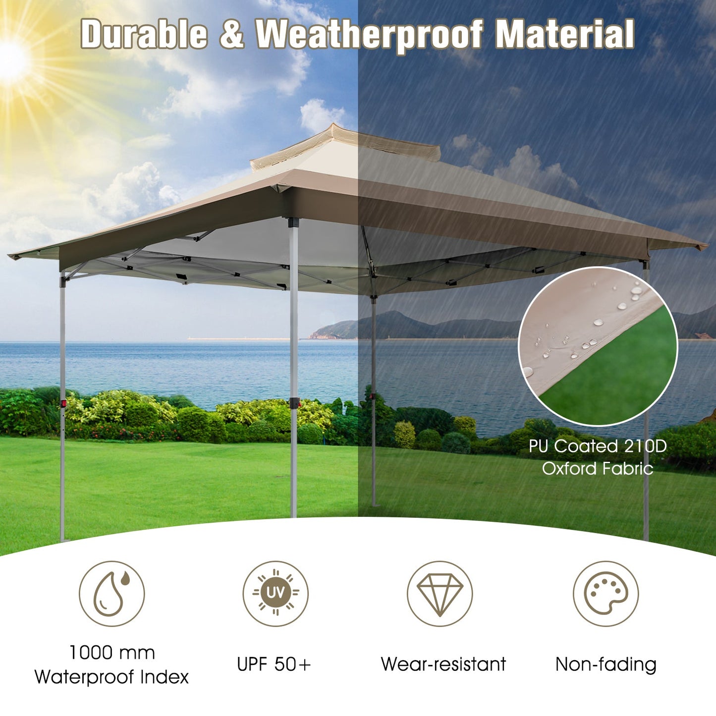 Pop up Gazebo with Vented Top and Portable Canopy Shelter-without Mesh Netting