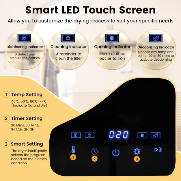 Portable Clothes Dryer Compact Laundry Dryer with 5 kg Stainless Steel Tub