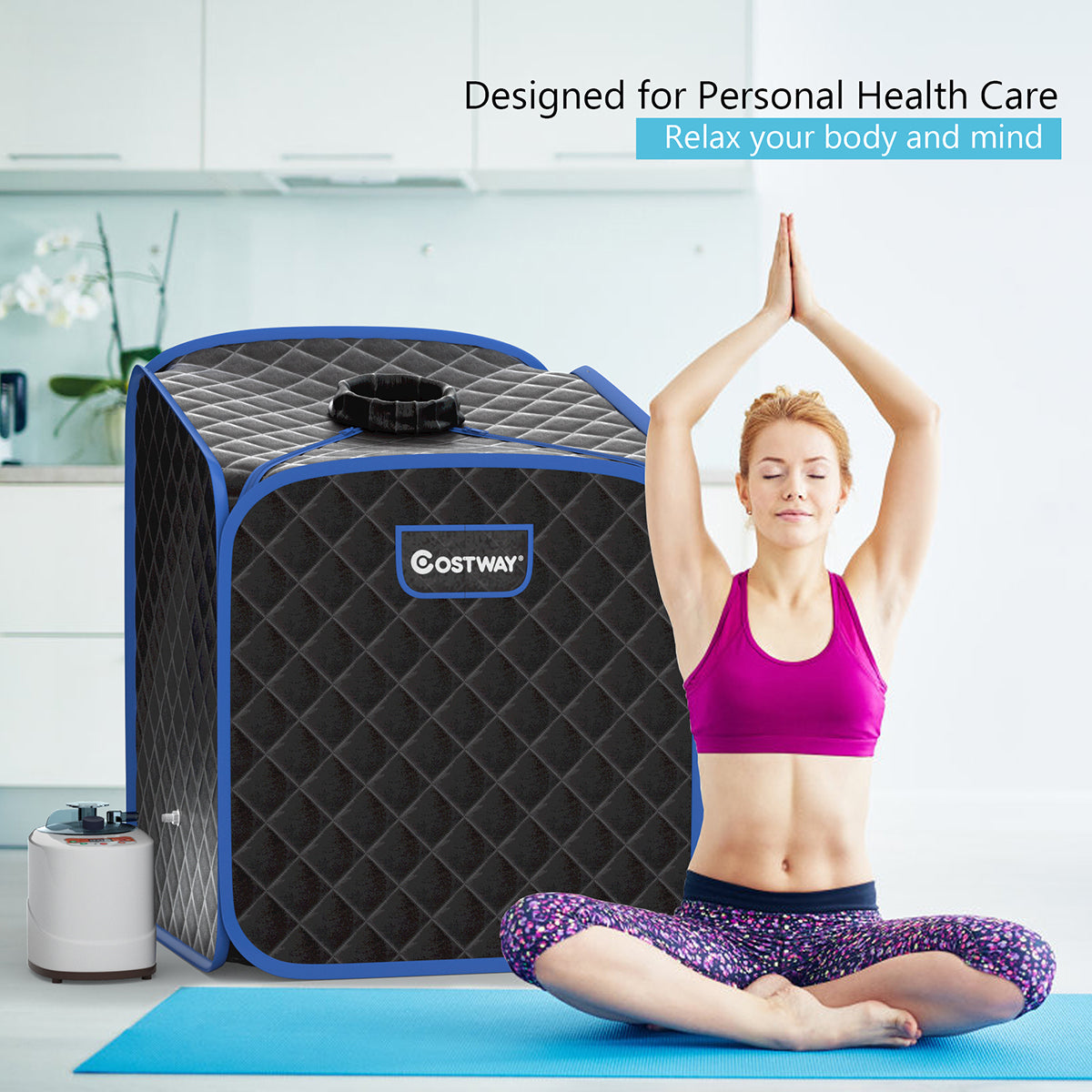 Portable Steam Sauna Spa Private Sauna Tent with Adjustable Temperature-Black