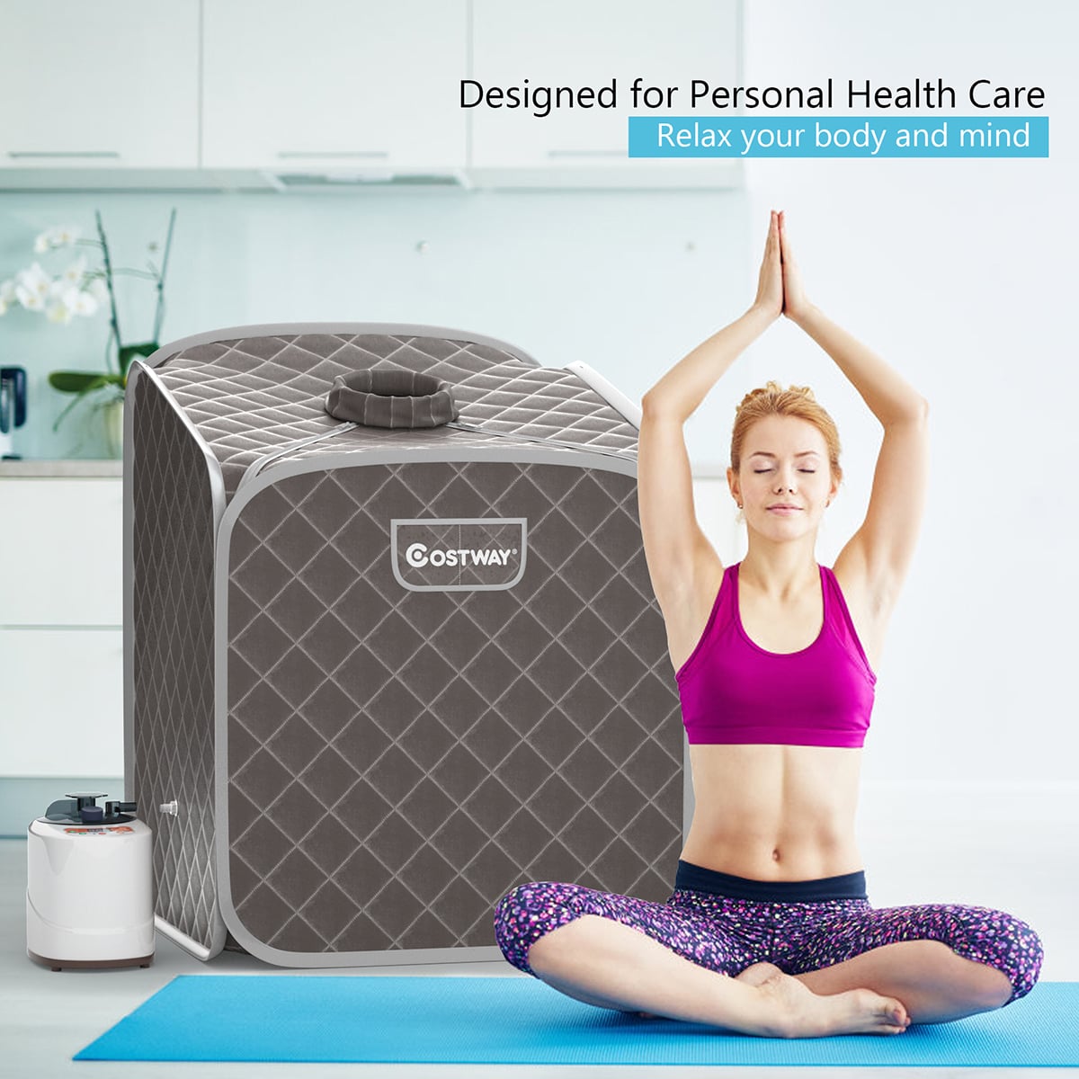 Portable Steam Sauna Spa Private Sauna Tent with Adjustable Temperature-Grey