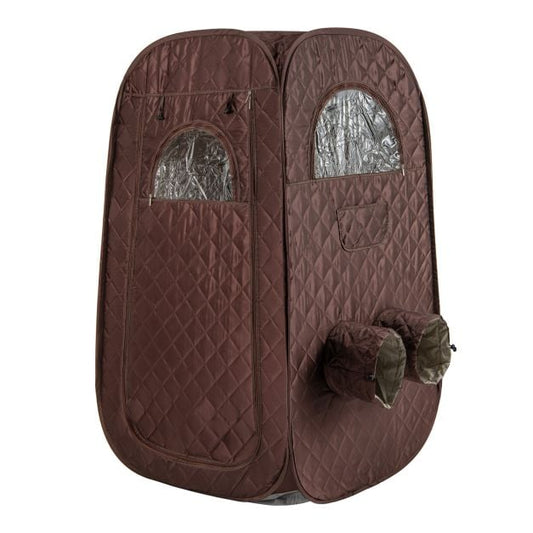 Portable Steam Sauna Tent with 1000W 3L Steam Generator and Chair-Brown