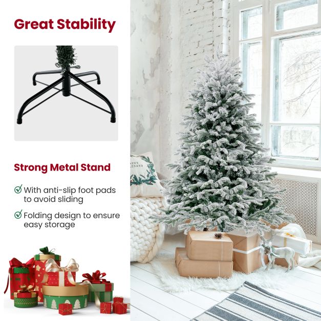 Pre-Lit Artificial Christmas Tree with PE PVC Branch Tips and Warm White LED Lights-4.5 ft