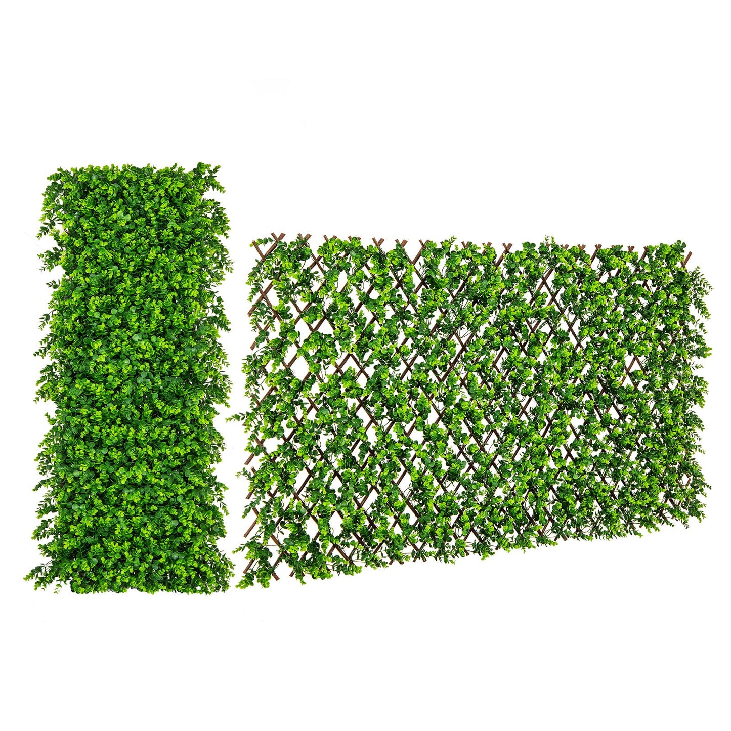Decorative Fencing Panel with Real Willow Frame for Balcony Patio-Green