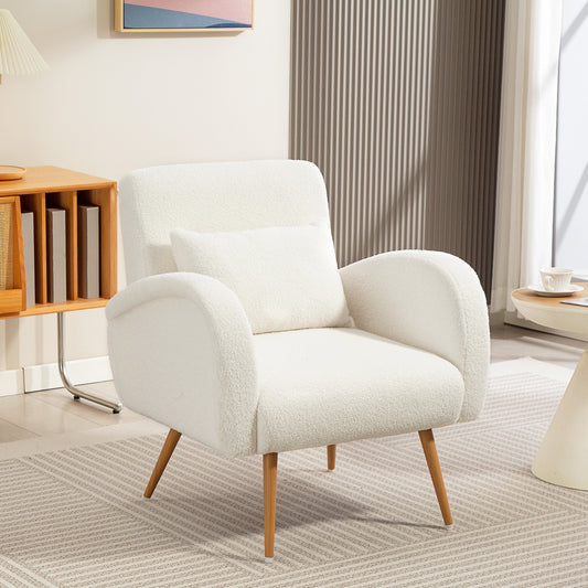 HOMCOM Teddy Fleece Accent Chair - Cream White