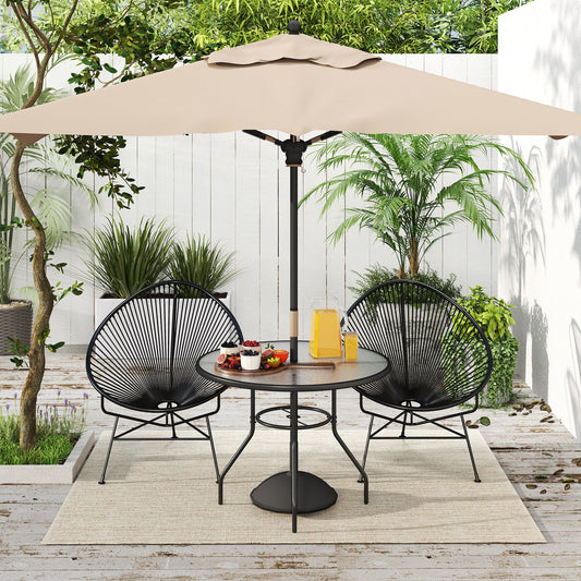 Outsunny Glass-Top Garden Table, with Parasol Hole - Black