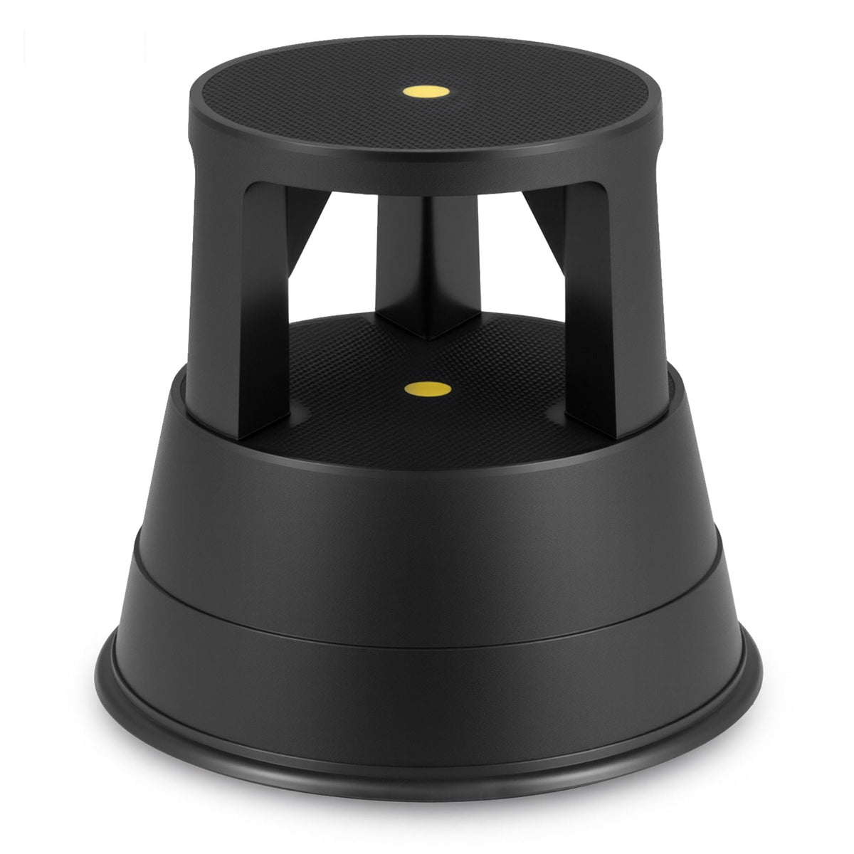 Roller Stool with Casters and Non-slip Rubber Band for Home Office-All Black