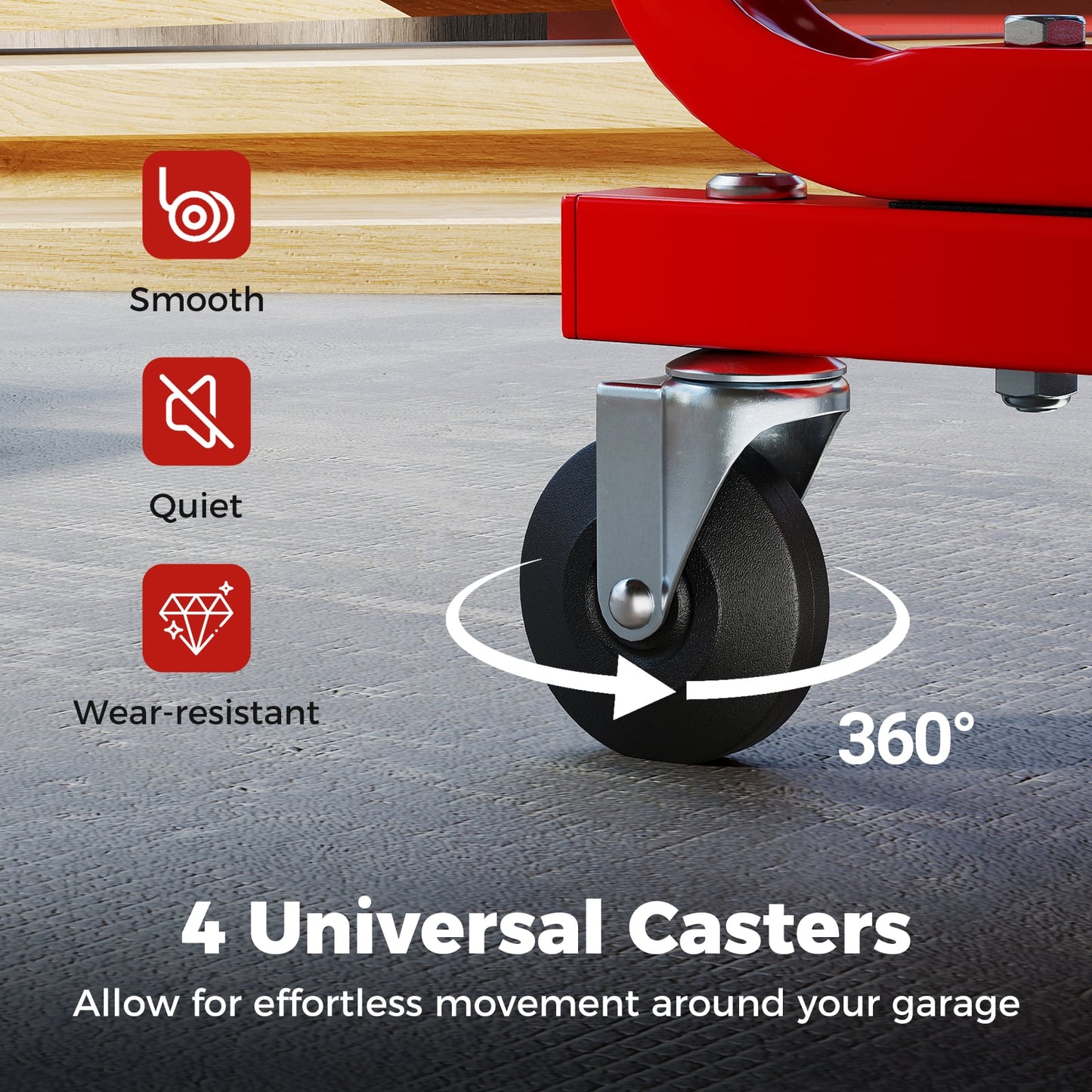 Rolling Creeper Seat with 185 kg Capacity and Universal Casters-Black