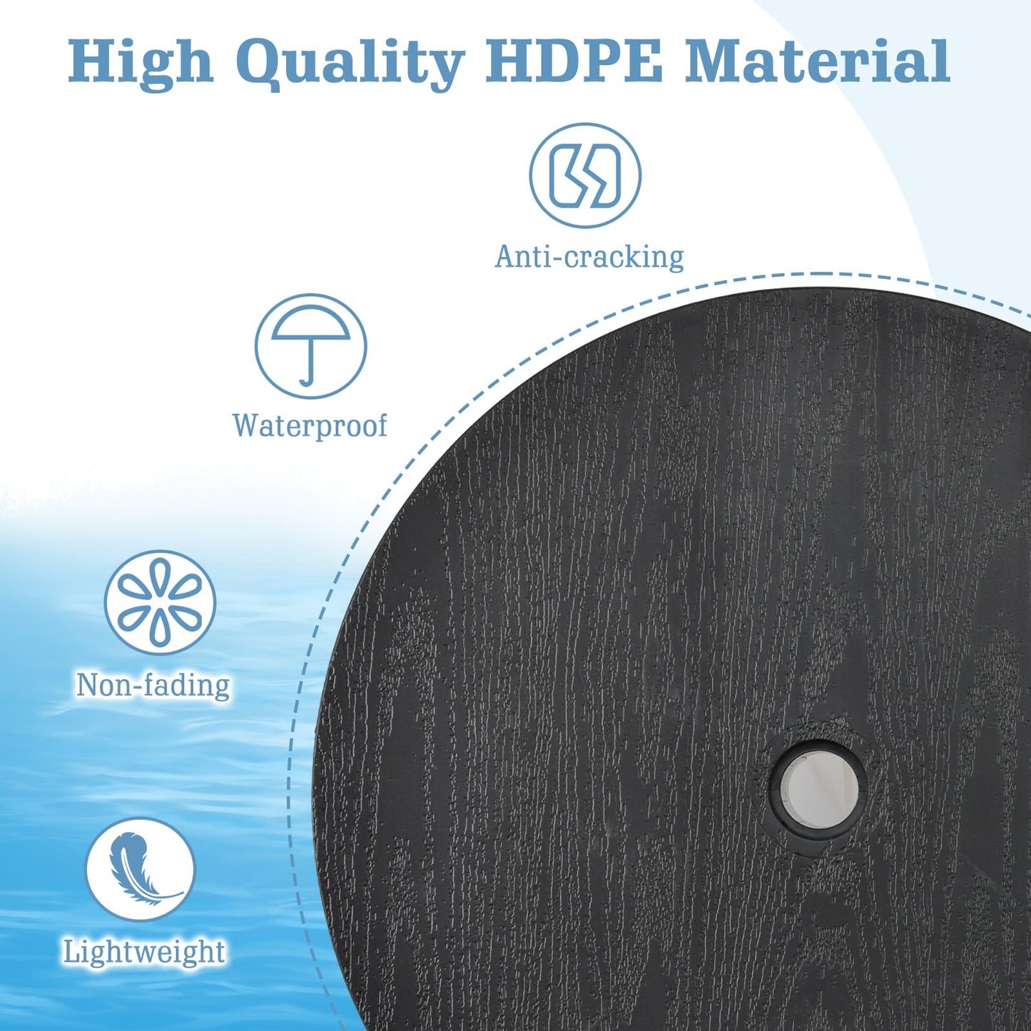 Round Umbrella Table Tray for 38 mm Patio Umbrella Pole