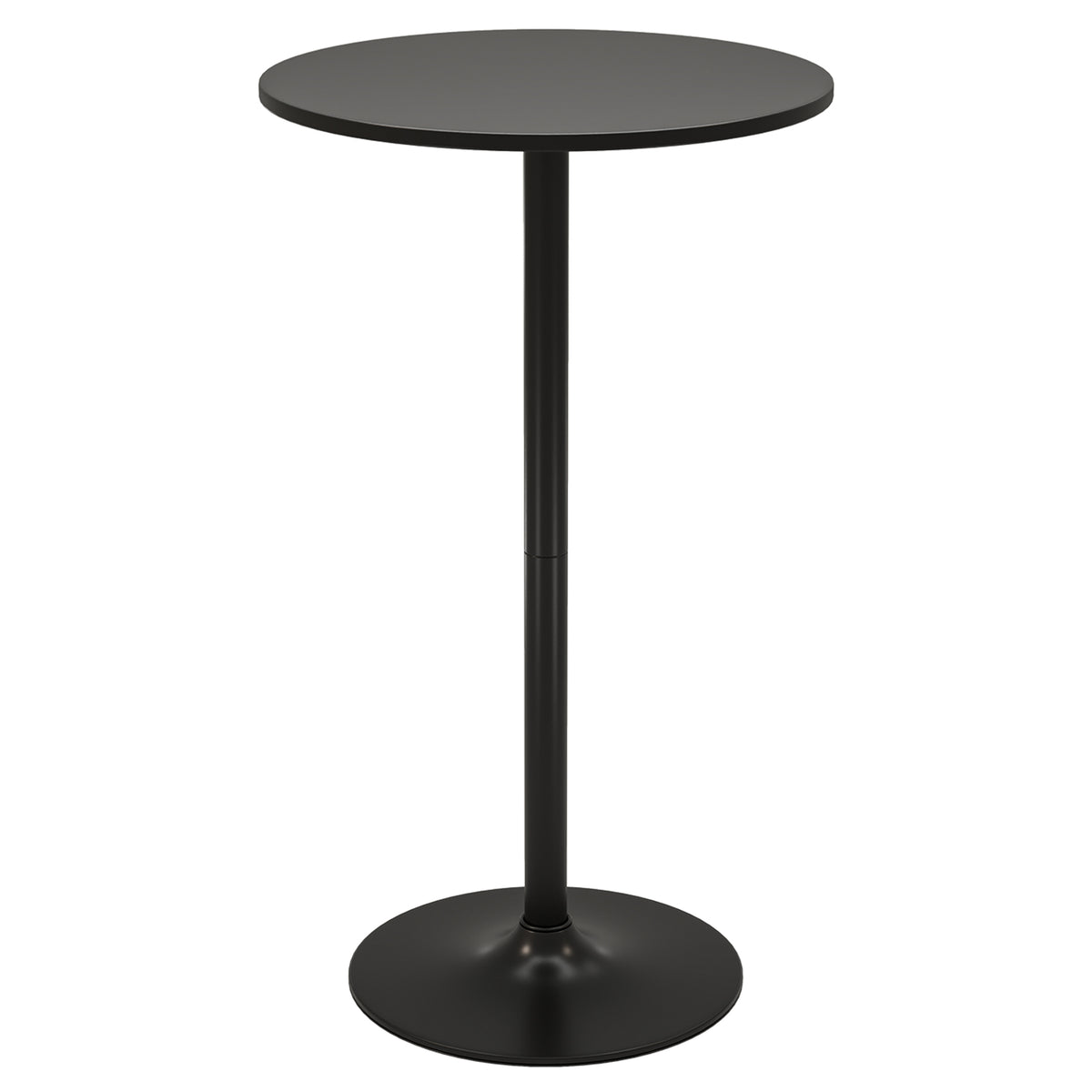 Round Bar Table with Adjustable Height and Metal Base Set of 2-Black