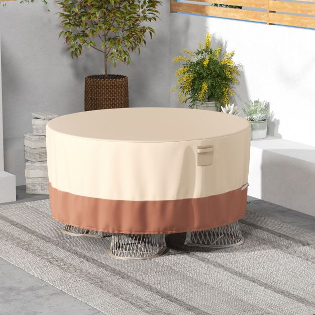 158/181/213 CM Round Patio Furniture Cover-Beige-S