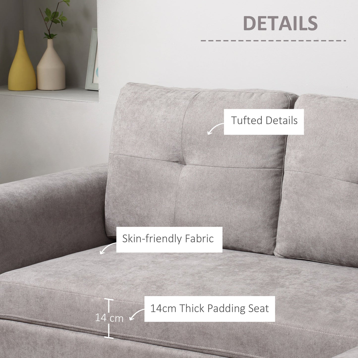 HOMCOM 3 Seater Sofa Bed, Pull Out Sofa Bed with Storage for Living Room, Light Grey