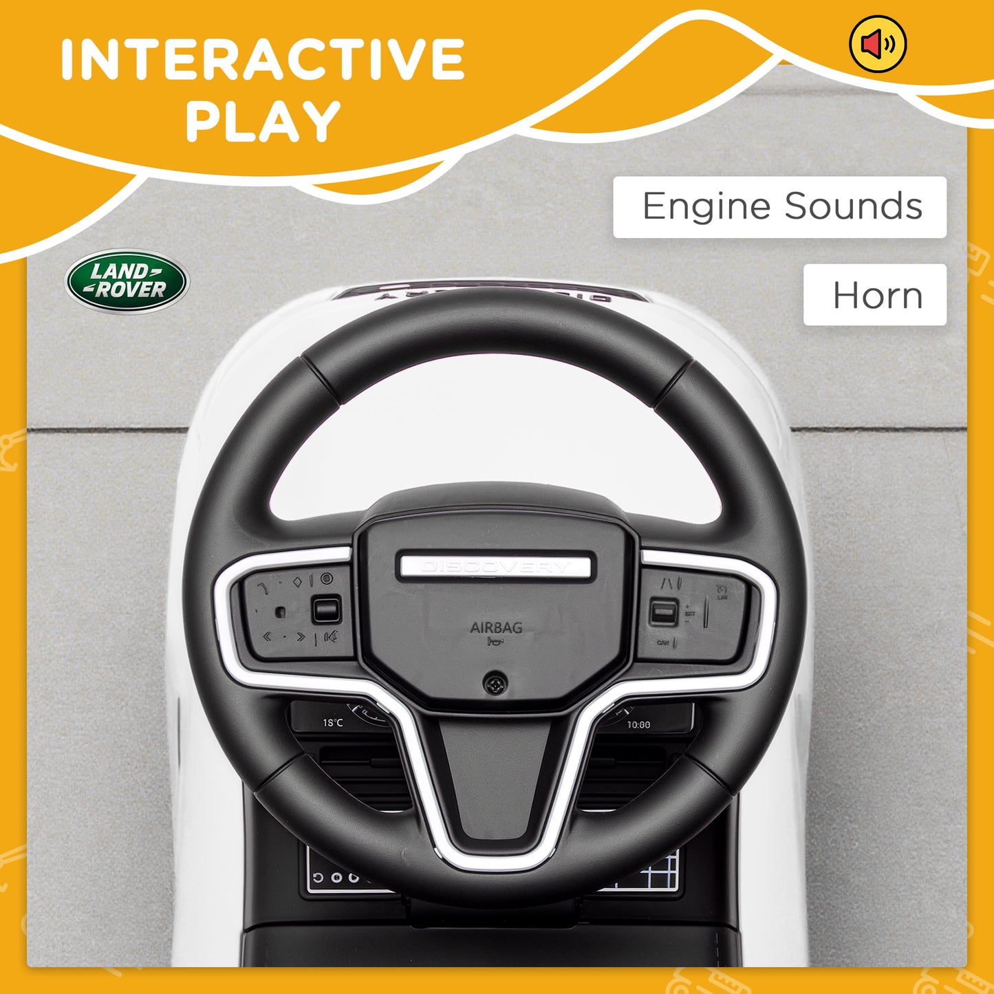 AIYAPLAY Land Rover Licensed Toddler Ride on Car with Horn, Engine Sounds, Under-Seat Storage, for 18-36 Months, White