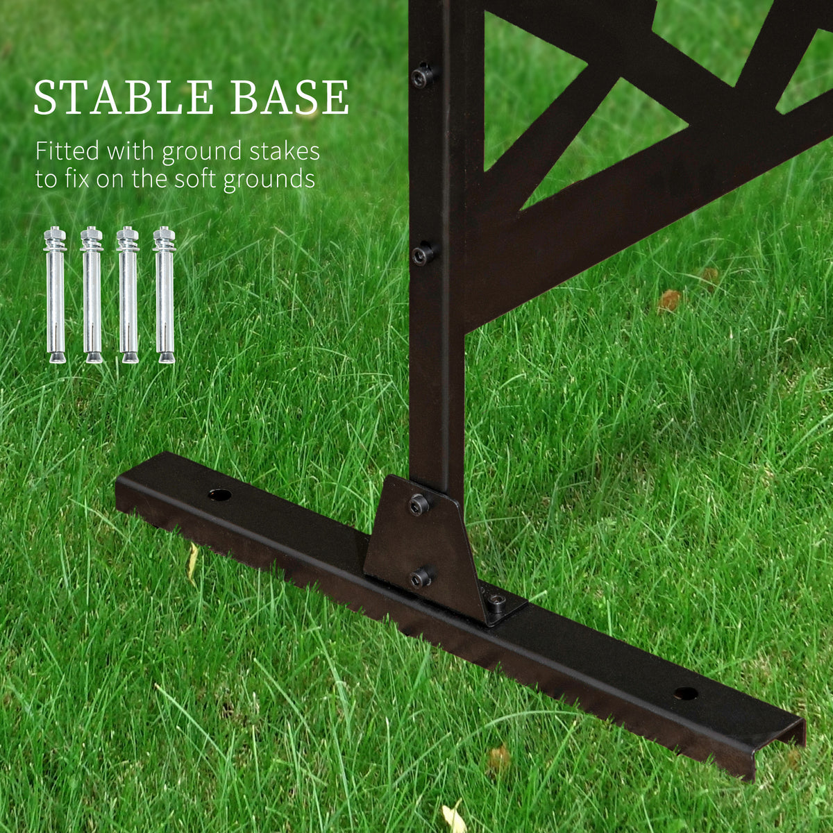 Outsunny Freestanding Garden Partition Screen Metal Decorative with Expansion Screws, Black