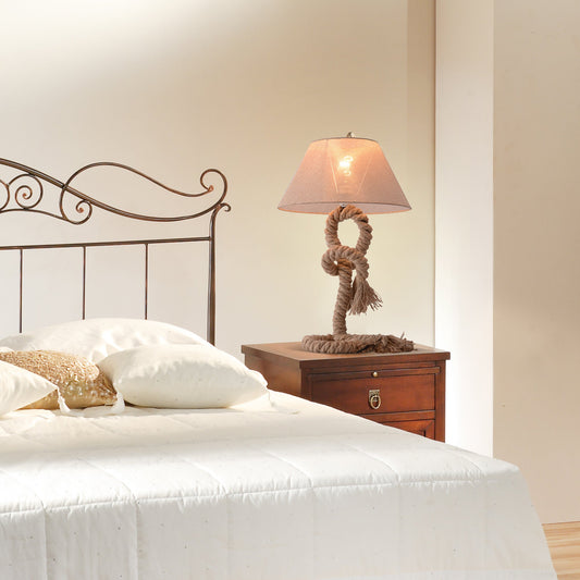 HOMCOM Table Lamp Bedside Light Indispensable Nautical Twisted Rope Glow E27 Bedroom Living Room Beige