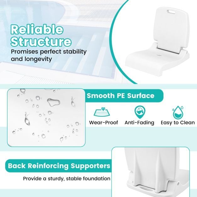 Set of 2 Poolside Chairs with Handle and Back Support-White