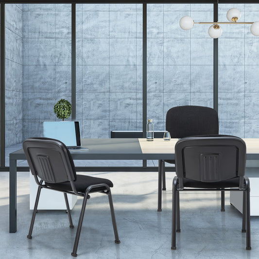 Set of 5 Conference Room Chairs with Upholstered Back and Seat-Black