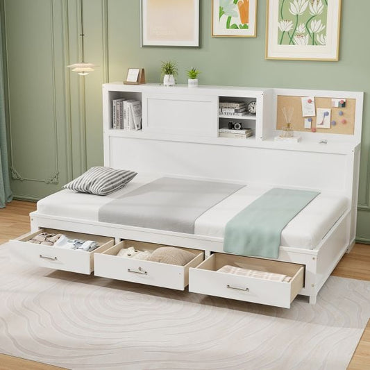 Single/Double Daybed Frame with 3 Storage Drawers-Single Size
