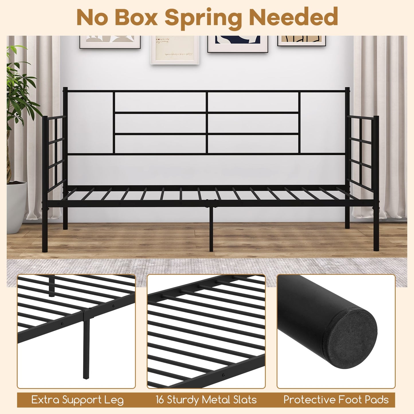 Single Size Daybed with Arms and Back