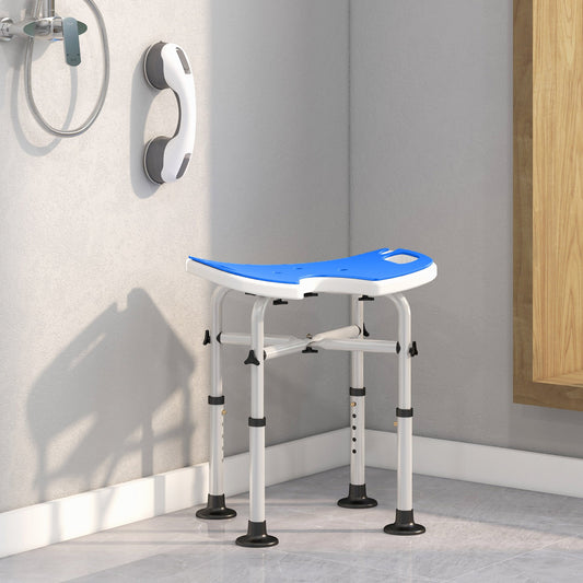 HOMCOM 39-51.5cm 'U' Seat Padded Shower Stool - Dark Blue