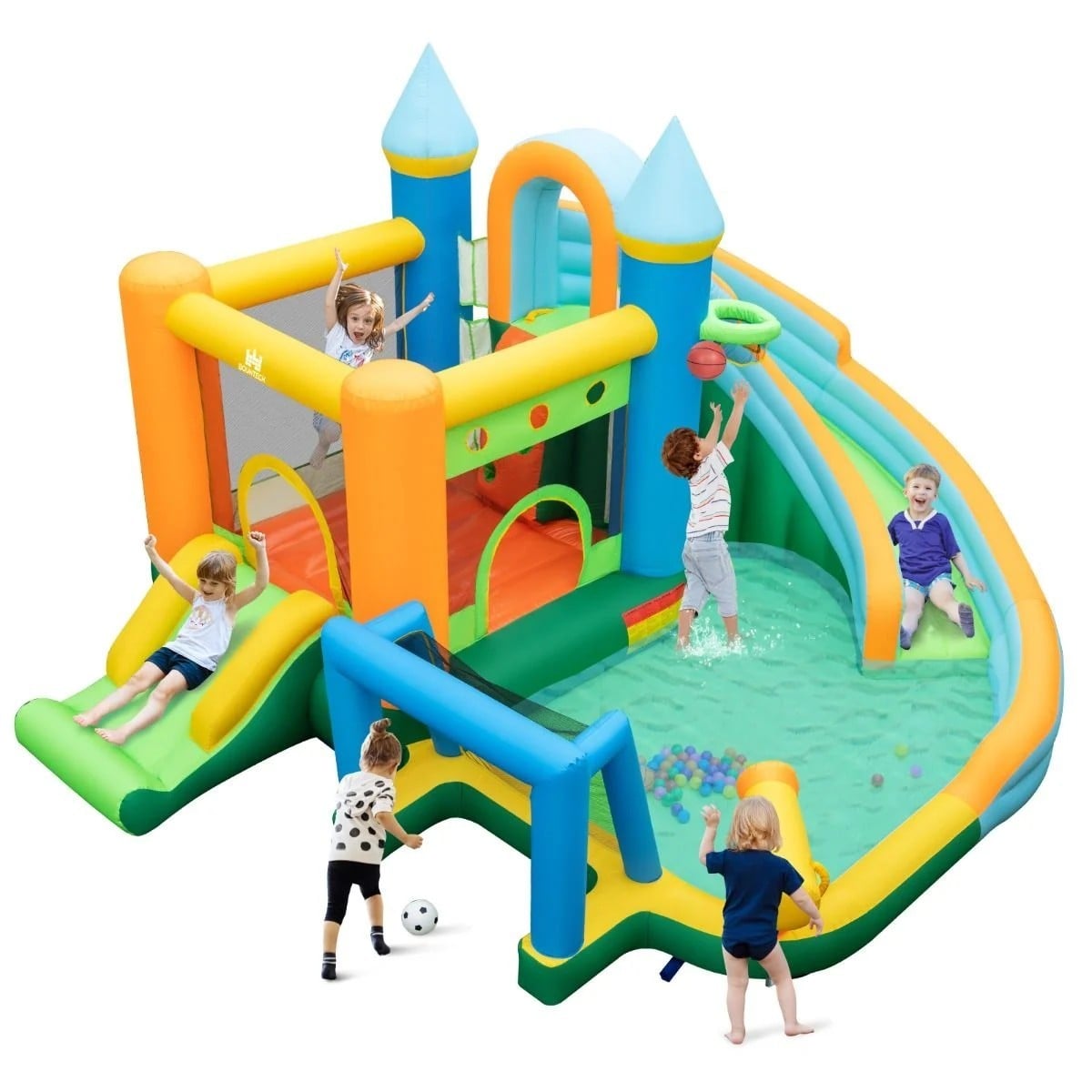 Soccer Water Slide Bounce House with 680W Blower