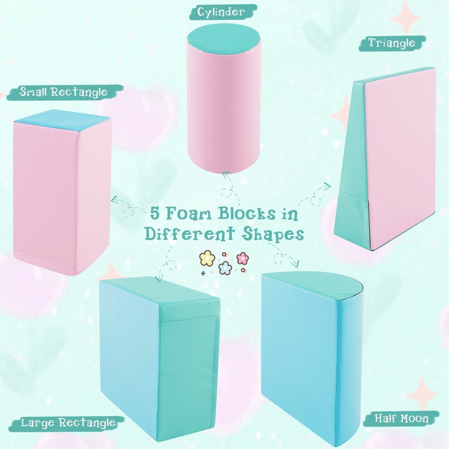 5-Piece Soft Waterproof Kids Climb and Crawl Activity Playset-Green