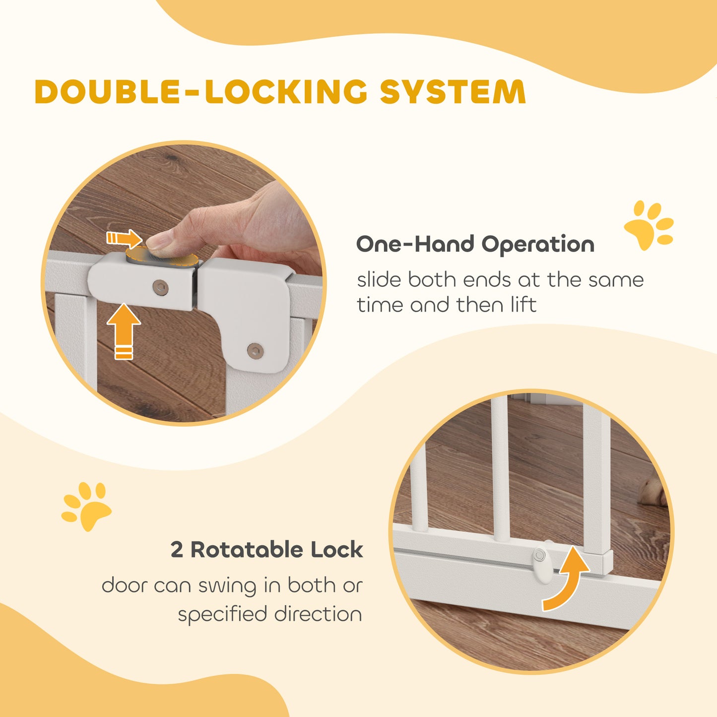 PawHut Wide Dog Safety Gate, with Door Pressure, for Doorways, Hallways, Staircases - White