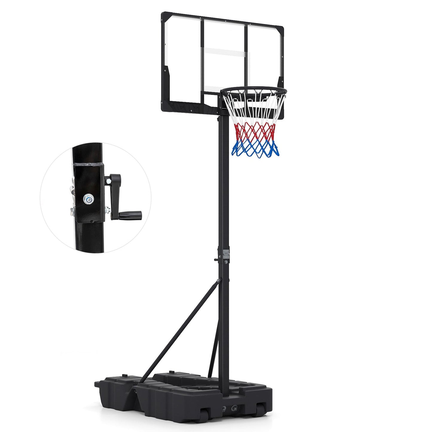 Stepless Adjustable Basketball Hoop with Stable Weighted Base