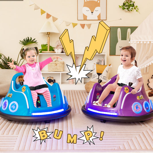 Electric Bumper Car with 360° Spin and Remote Control for Toddlers and Babies-Purple