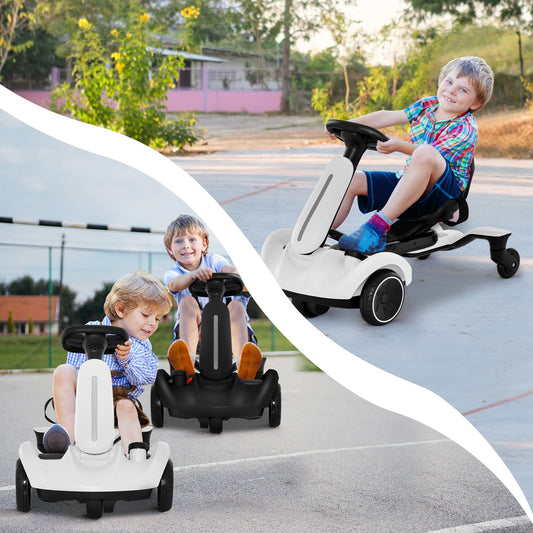 6V Electric Ride on Drift Car for Kids Aged 3-8 Years Old-White