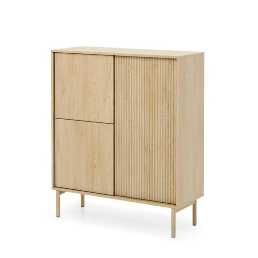 Wooden cabinet with two doors on a white background